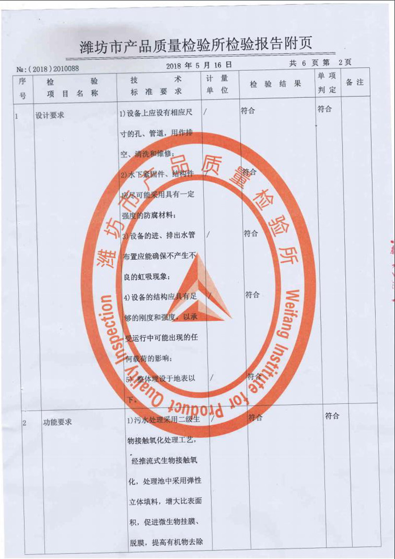 中侨一体化污水处理设备质监报告4
